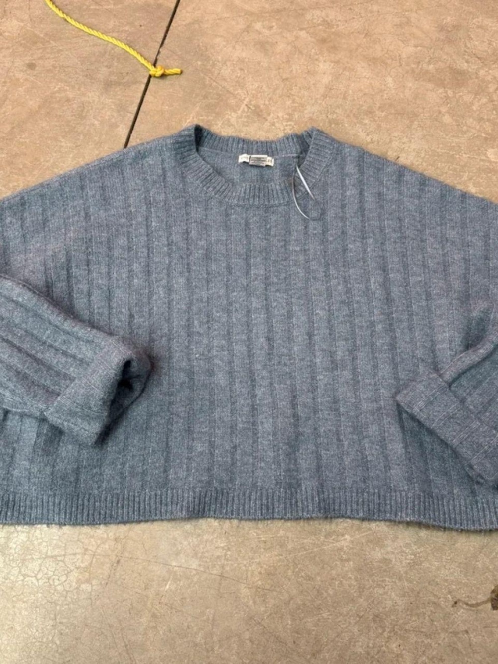 Womens Crewneck Ribbed Sweater - Blue - Picture 2 of 4